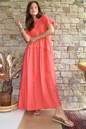 Tasha Damask T Shirt Maxi Dress Watermelon